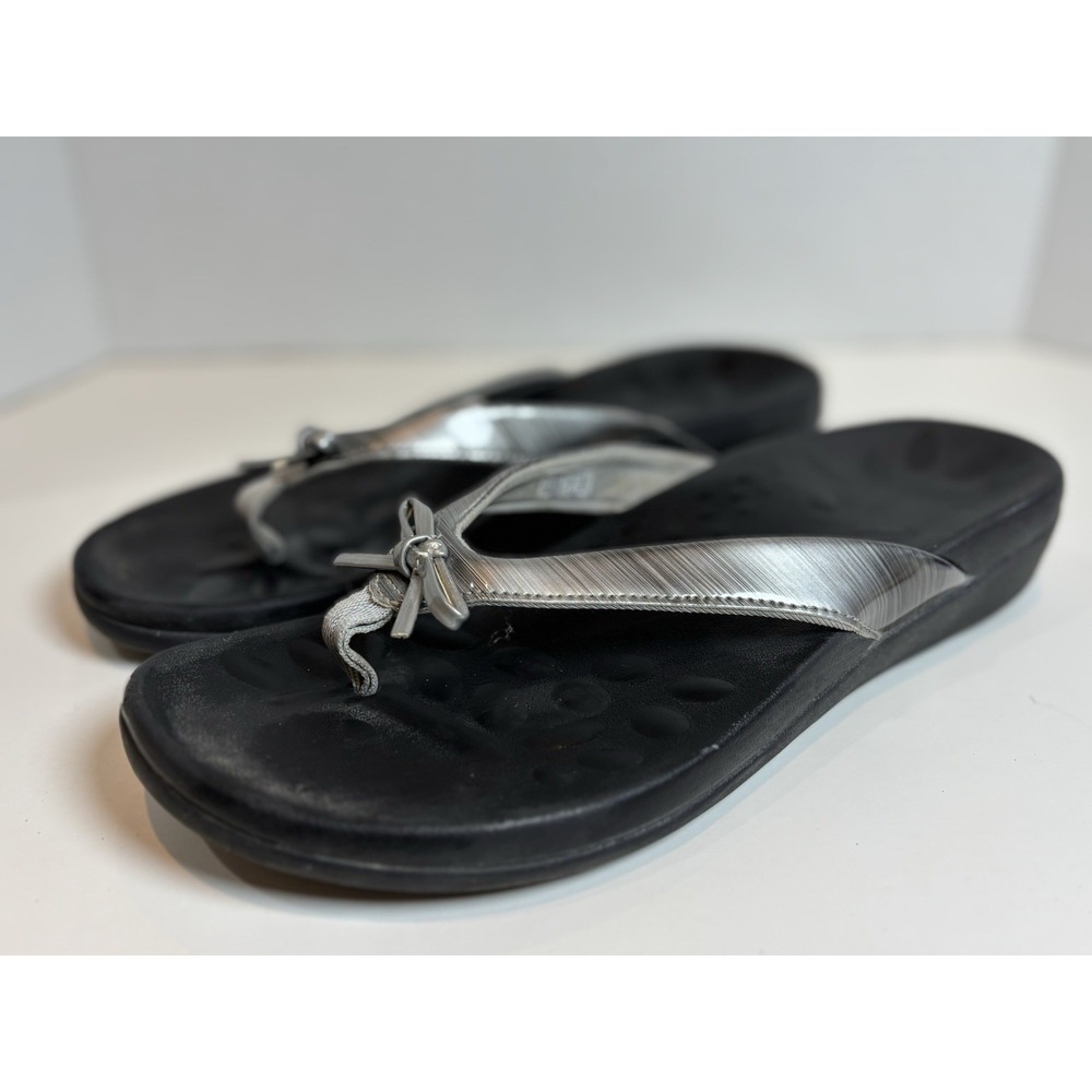 Megnya Women's Sandals Size 8.5 EU 39 Silver Metallic Slip-On Summer Shoes